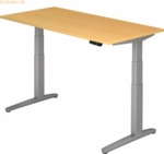 mcbuero.de Sitz-Steh-Schreibtisch elektrisch 160x80cm Buche/Silber