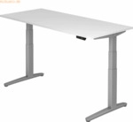 mcbuero.de Sitz-Steh-Schreibtisch elektrisch 180x80cm Wei&szlig;/silber