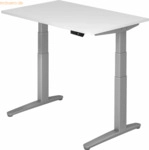 mcbuero.de Sitz-Steh-Schreibtisch elektrisch 120x80cm Wei&szlig;/Silber