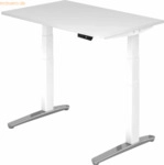 mcbuero.de Sitz-Steh-Schreibtisch elektrisch 120x80cm Wei&szlig;/Wei&szlig;-alu