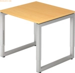 mcbuero.de Schreibtisch O-Fu&szlig; eckig 80x80cm Buche/Silber