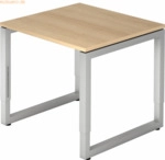 mcbuero.de Schreibtisch O-Fu&szlig; eckig 80x80cm Eiche/Silber