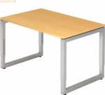 mcbuero.de Schreibtisch O-Fu&szlig; eckig 120x80cm Buche/Silber