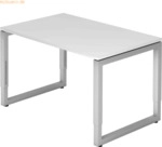 mcbuero.de Schreibtisch O-Fu&szlig; eckig 120x80cm Wei&szlig;/Silber