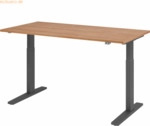 mcbuero.de Sitz-Steh-Schreibtisch elektrisch 160x80cm Nussbaum/Graphit