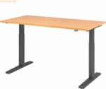 mcbuero.de Sitz-Steh-Schreibtisch elektrisch 160x80cm Buche/Graphit