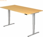 mcbuero.de Sitz-Steh-Schreibtisch elektrisch 200x100 -128,5cm Buche/Si