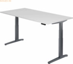 mcbuero.de Sitz-Steh-Schreibtisch elektrisch 200x100cm Wei&szlig;/Graphit