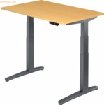 mcbuero.de Sitz-Steh-Schreibtisch elektrisch 120x80cm Buche/Graphit