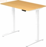 mcbuero.de Sitz-Steh-Schreibtisch elektrisch 120x80cm Buche/Wei&szlig;