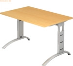 mcbuero.de Schreibtisch 120x80cm h&ouml;henverstellbar bis 85cm Buche