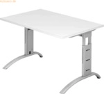 mcbuero.de Schreibtisch 120x80cm h&ouml;henverstellbar bis 85cm Wei&szlig;