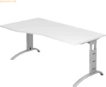 mcbuero.de Schreibtisch 180x100/80cm h&ouml;henverstellbar bis 85cm Wei&szlig;