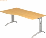 mcbuero.de Schreibtisch 180x100/80cm h&ouml;henverstellbar bis 85cm Buche