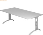 mcbuero.de Schreibtisch 200x100cm h&ouml;henverstellbar bis 85cm Grau