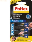 Pattex Sekundenkleber Ultra Gel Mini Trio l&ouml;sungsmittelfrei 3x 1g