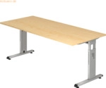 mcbuero.de Schreibtisch C-Fu&szlig; 180x80cm Ahorn/Silber