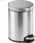 Durable Treteimer Edelstahl Rund 5 5 Liter silber metallic gl&auml;nzend