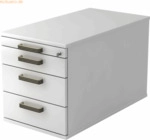 mcbuero.de Rollcontainer 80cm 3 Schub Schloss Streifengriff Wei&szlig;