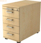 mcbuero.de Standcontainer 80cm 4 Schub Schloss Chromgriff Ahorn