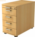 mcbuero.de Standcontainer 80cm 4 Schub Schloss Chromgriff Buche