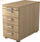 mcbuero.de Standcontainer 80cm 4 Schub Schloss Chromgriff Eiche