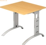 mcbuero.de Schreibtisch 80x80cm h&ouml;henverstellbar bis 85cm Buche