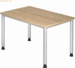 mcbuero.de Schreibtisch 4-Fu&szlig;-rund 120x80cm Eiche/Silber