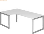 mcbuero.de Schreibtisch O-Fu&szlig; eckig 200x120cm 90 Grad Wei&szlig;/Silber