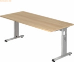 mcbuero.de Schreibtisch C-Fu&szlig; 180x80cm Eiche/Silber