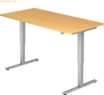 mcbuero.de Sitz-Steh-Schreibtisch elektrisch 160x80cm Buche/Silber