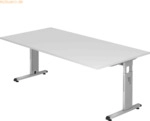 mcbuero.de Schreibtisch C-Fu&szlig; 200x100cm Wei&szlig;/Silber