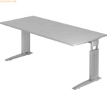 mcbuero.de Schreibtisch C-Fu&szlig; 180x80cm Grau/Silber