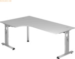 mcbuero.de Winkeltisch C-Fu&szlig; 200x120cm 90 Grad Grau/Silber