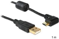 Delock Kabel USB micro-B Stecker/ USB-A St Ferrk. 1m 90 Grad links/rec