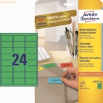 Avery Zweckform Etiketten Inkjet/Laser/Kopier 63,5x33,9mm gr&uuml;n VE=480