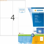HERMA Etiketten wei&szlig; 105x144mm Premium A4 VE=400 St&uuml;ck