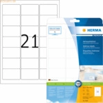 HERMA Etiketten wei&szlig; 63,5x38,1mm Premium A4 VE=52,5 St&uuml;ck
