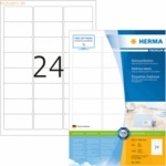 HERMA Etiketten wei&szlig; 63,5x33,9mm Premium A4 VE=2400 St&uuml;ck