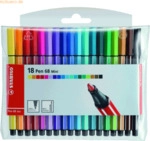 10 x Stabilo Fasermaler Pen 68 Mini Kunststoffetui mit 18 Stiften