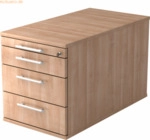 mcbuero.de Rollcontainer 80cm 3 Schub Schloss Relinggriff Nussbaum
