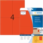 Herma Etiketten 105x148 mm rot abl&ouml;sbar Papier matt VE= 80 St&uuml;ck