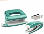Leitz Schreibtisch-Set Nexxt Wow Heftger&auml;t+Locher eisblau