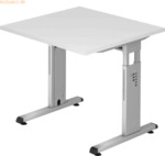 mcbuero.de Schreibtisch C-Fu&szlig; 80x80cm Wei&szlig;/Silber