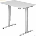 mcbuero.de Schreibtisch 120x80x62-127cm wei&szlig;/silber elektrisch h&ouml;henve