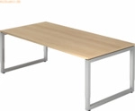 mcbuero.de Schreibtisch O-Fu&szlig; eckig 200x100cm Eiche/Silber