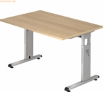 mcbuero.de Schreibtisch C-Fu&szlig; 120x80cm Eiche/Silber
