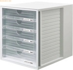 Han Schubladenbox Systembox A4 5 F&auml;cher geschlossen lichtgrau/transluz