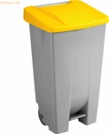 Sunware Abfallcontainer Kunststoff 120l grau mit gelbem Deckel