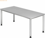 mcbuero.de Schreibtisch 4-Fu&szlig;-rund 180x80cm Grau/Silber